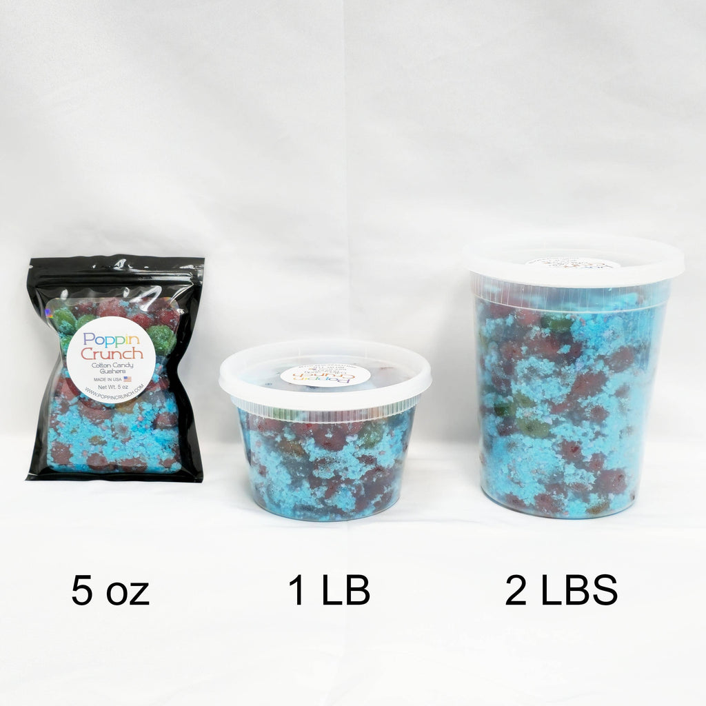 Poppin Crunch Cotton Candy Gushers Candy Snacks 1 - 2 LBS - Choice of Sweet or Sour Bonbon Candies Corn Sugar