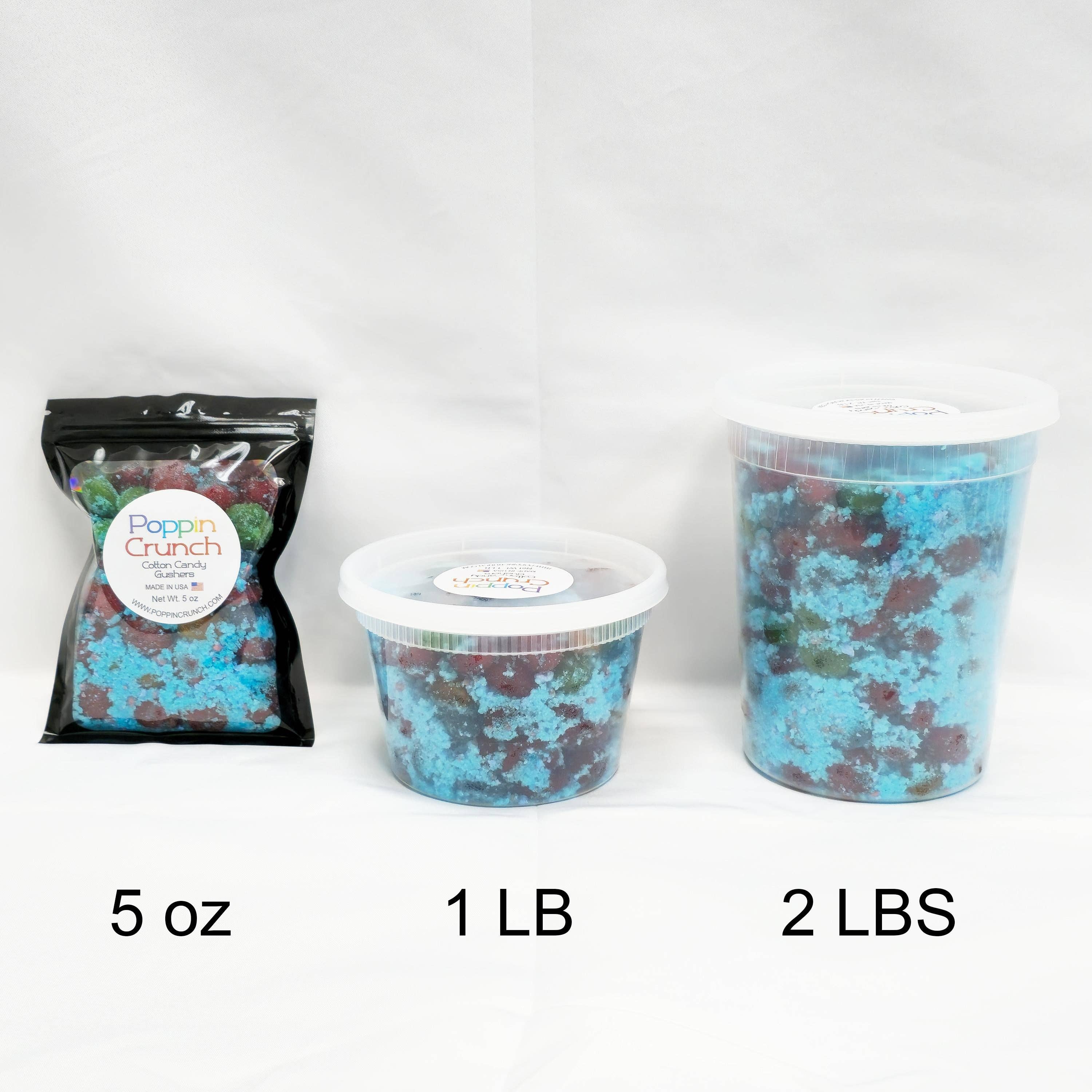 Poppin Crunch Cotton Candy Gushers Candy Snacks 1 - 2 LBS - Choice of Sweet or Sour Bonbon Candies Corn Sugar