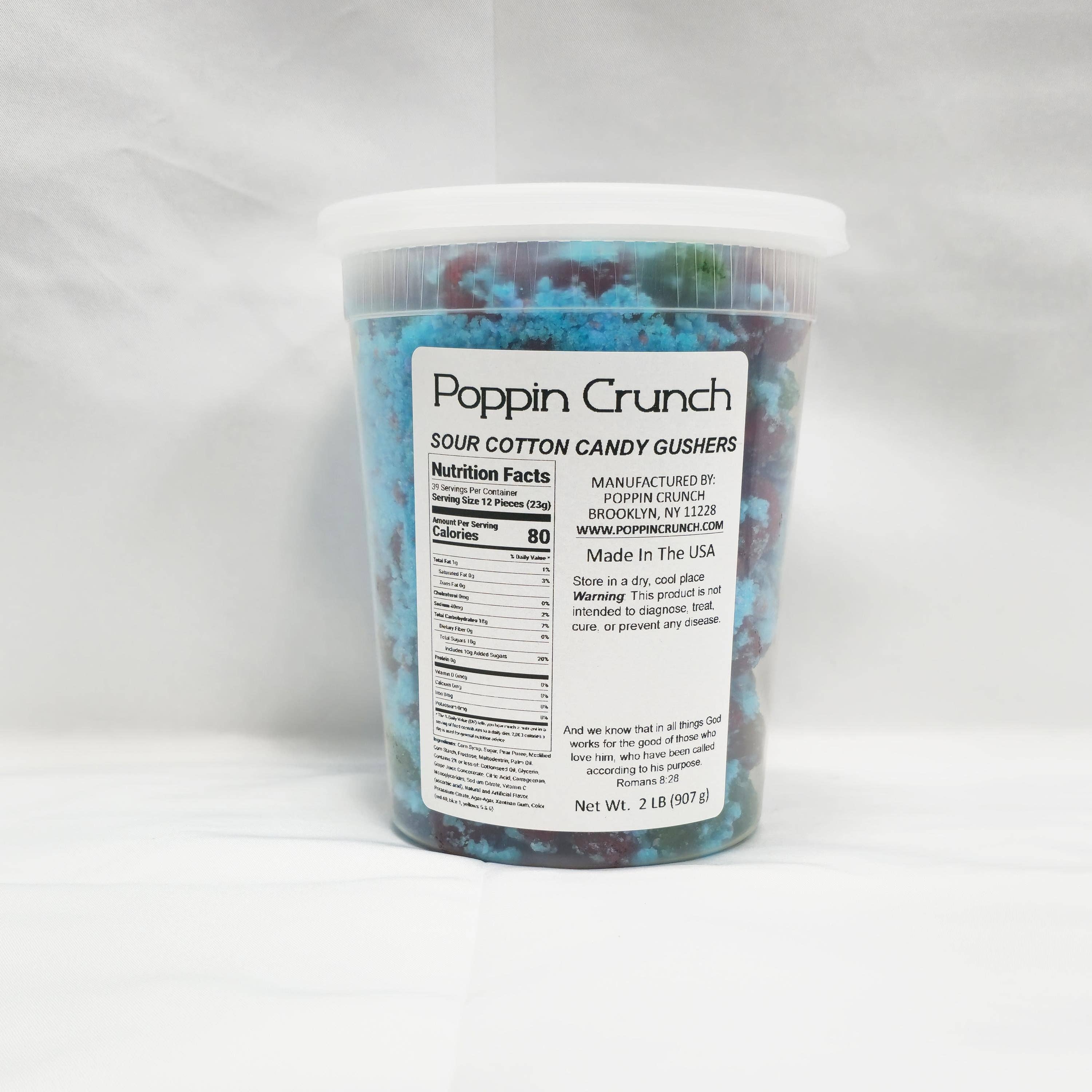 Poppin Crunch Cotton Candy Gushers Candy Snacks 1 - 2 LBS - Choice of Sweet or Sour Bonbon Candies Corn Sugar