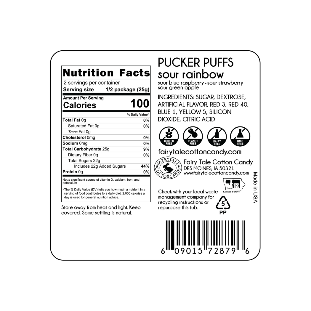 Pucker Puffs Sour Rainbow Cotton Candy